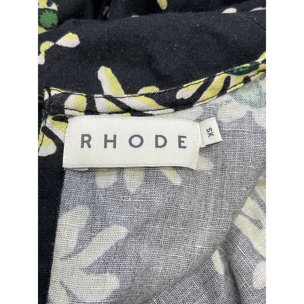 Rhode 'Ella' Black Cotton Linen Mini Dress Size XS