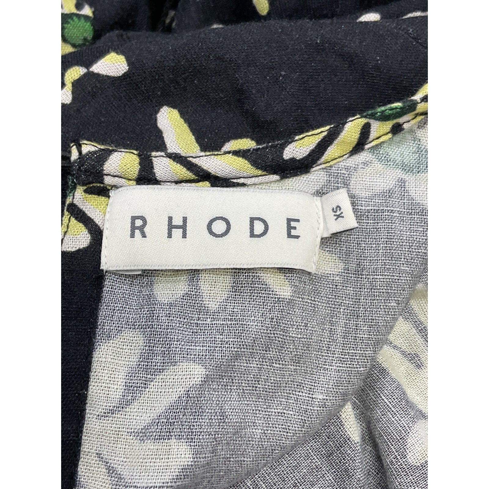 Rhode 'Ella' Black Cotton Linen Mini Dress Size XS