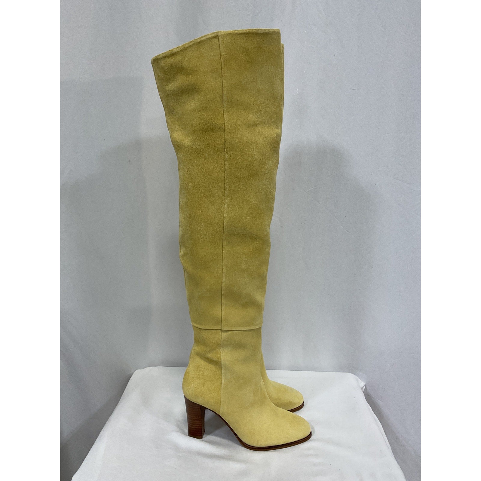 S�zane 'Anaelle' Yellow Leather Thigh High Boots Size 6