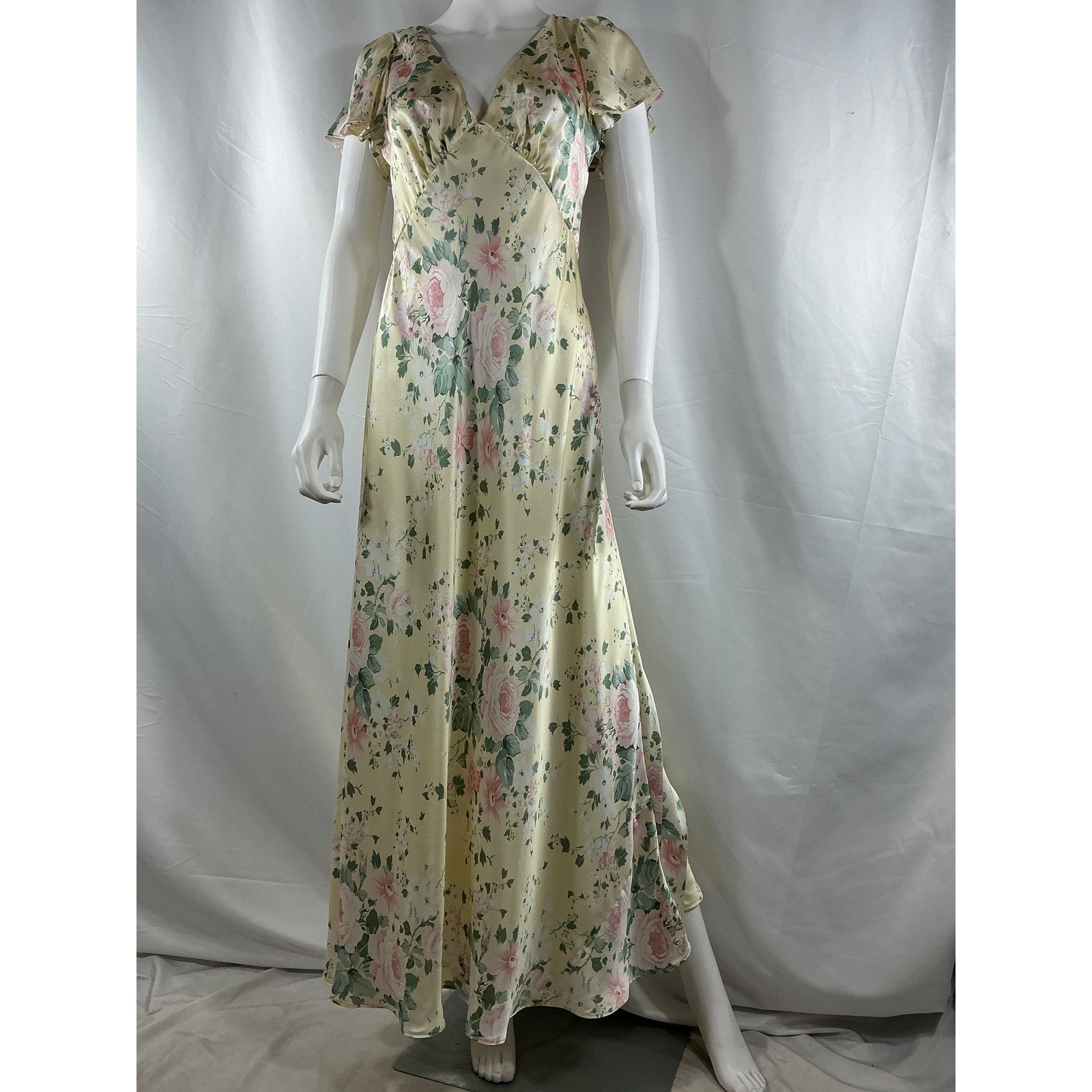 Selkie 'The Flutter' Cream Silk Slip Dress Size M