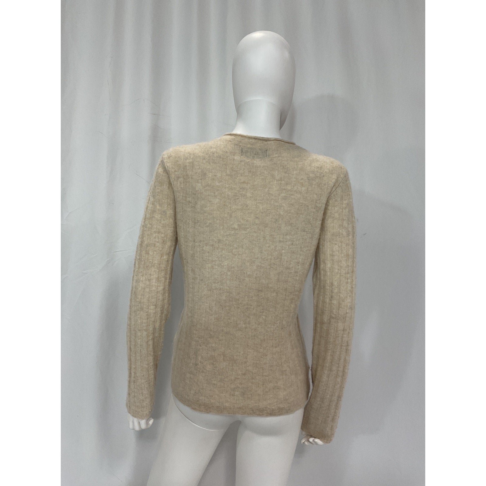 Naadam 'Cashmere' Tan Ribbed Crewneck Sweater Size M