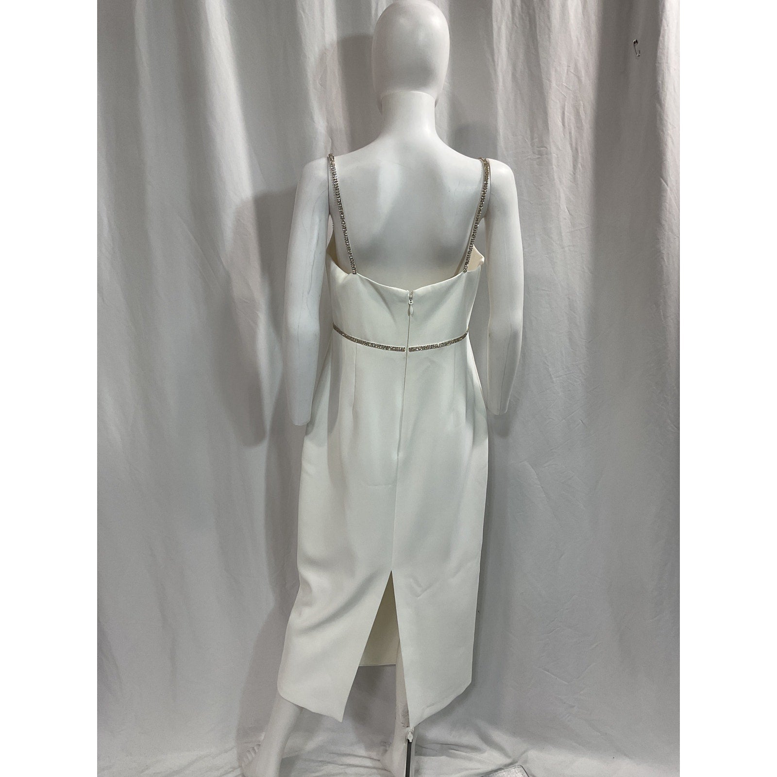Self-Portrait 'Bonded' White Embelished Crepe Midi Dress Size 8