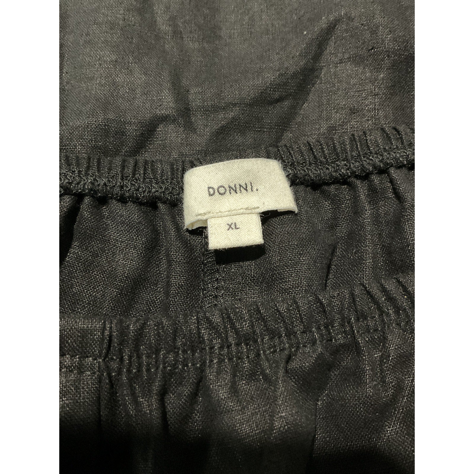 Donni. 'The Linen' Black Crop Stripe Pant Size XL