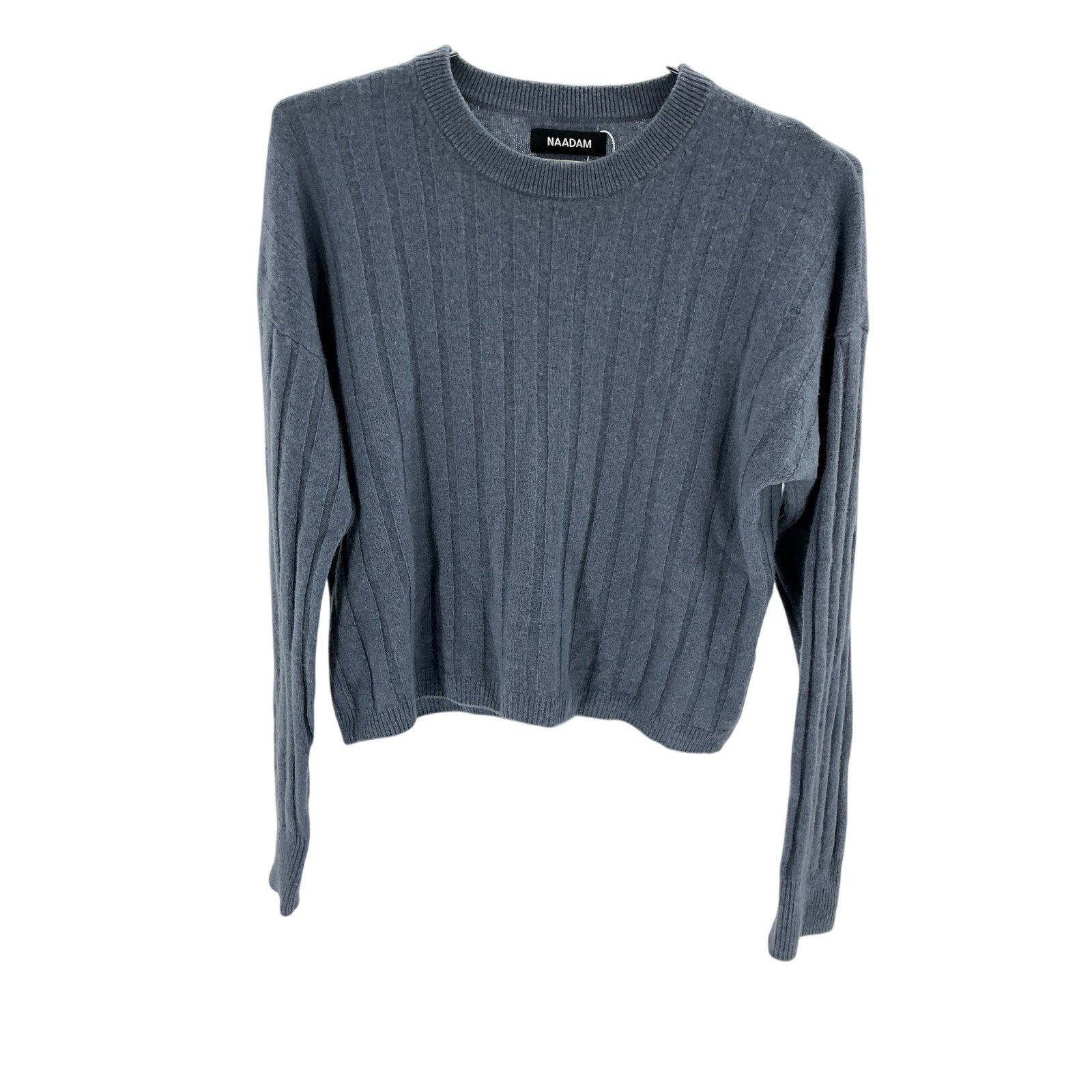 Naadam Cashmere Ribbed Blue Cashmere Cropped Sweater Size S