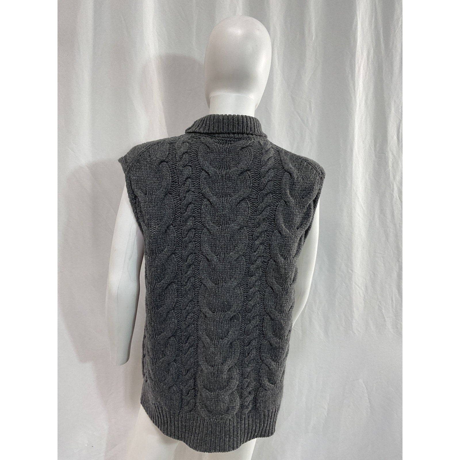 Frame 'Cableknit' Grey Merino Wool Sleeveless Sweater Vest Size S