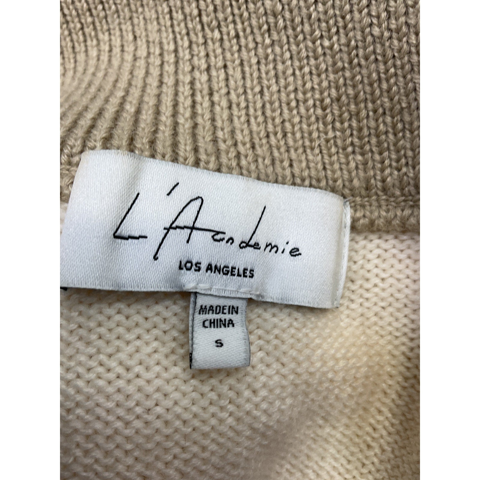 L'Academie 'Cheshire' White Acrylic Half Zip Sweater Size S