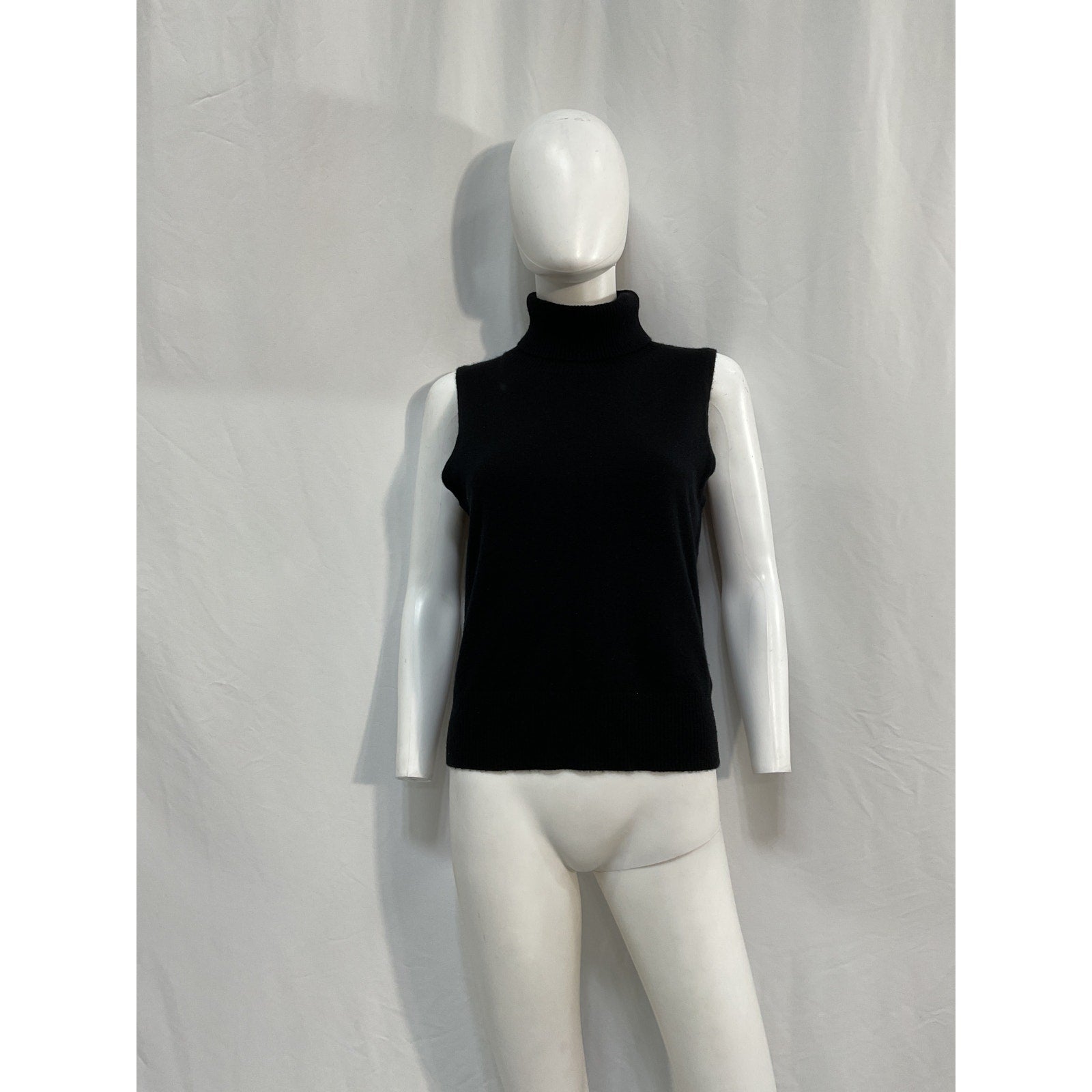 Aexae Sleeveless Black Cashmere Roll Neck Top Size L