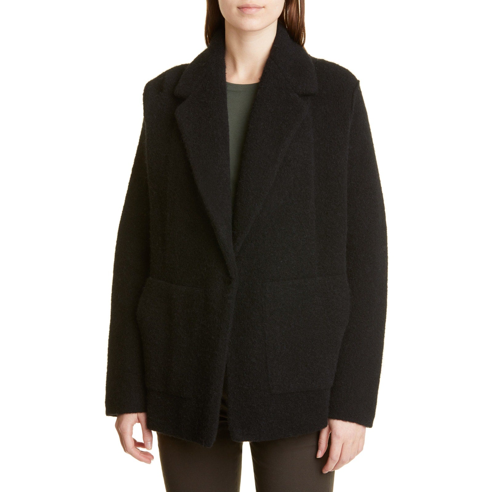 Vince 'Oversize' Black Sweater Knit Blazer Size S