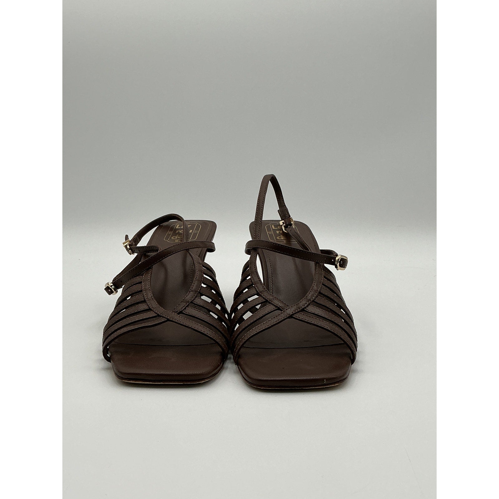 Larroude 'Leandra' Brown Leather Sandals Size 9
