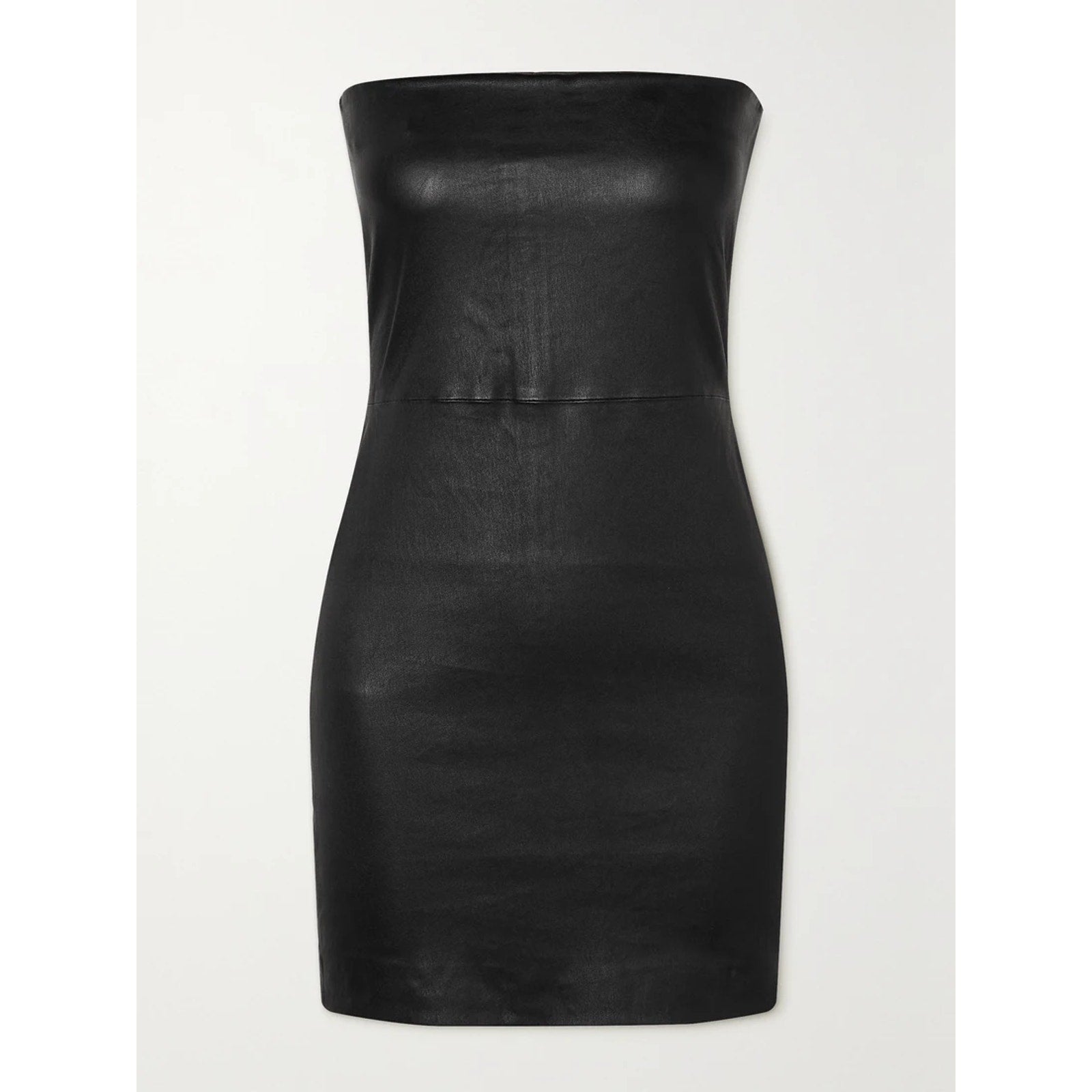 Sprwmn Strapless Black Leather Mini Dress Size M