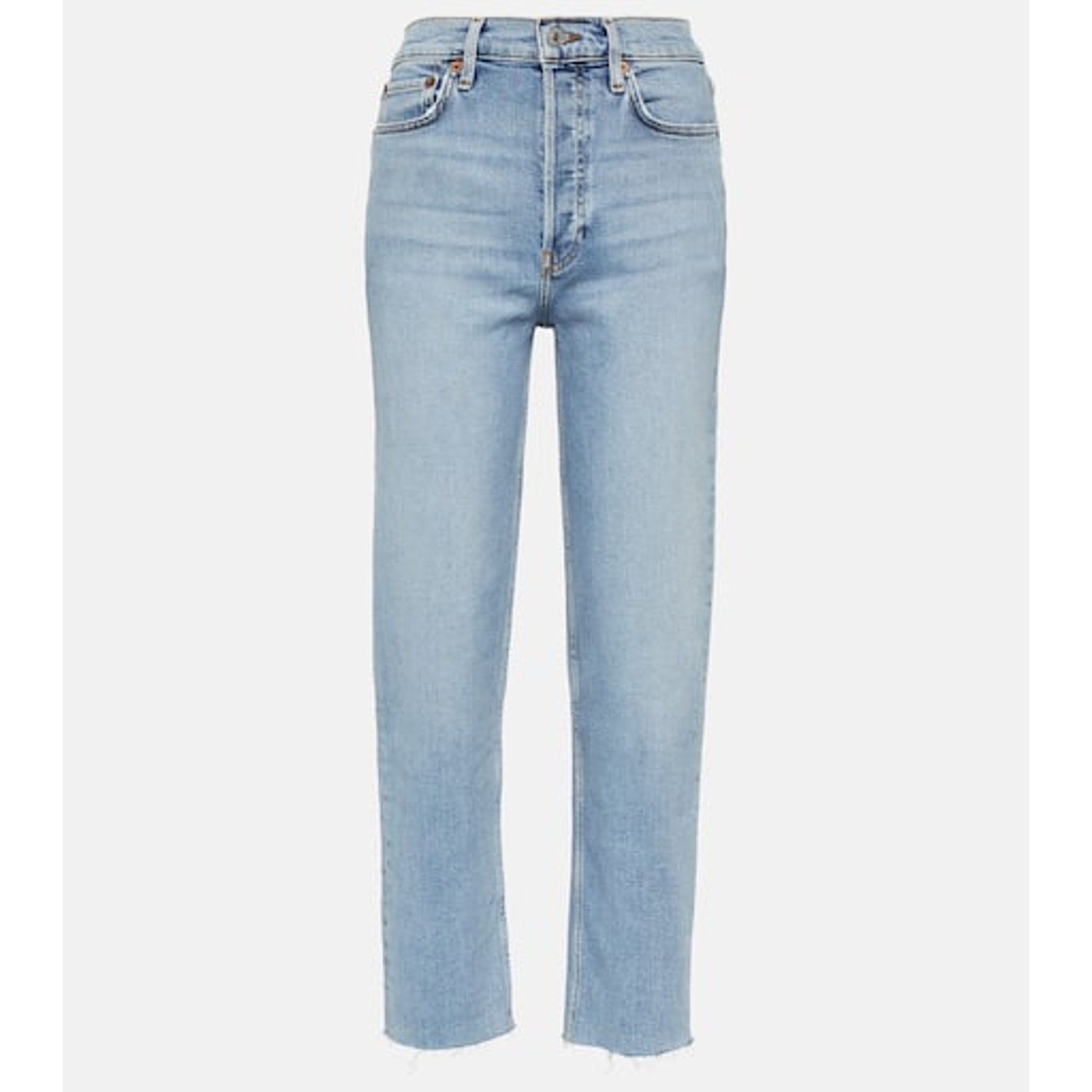 Re/Done '70S' Blue Cotton Stove Pipe High-Rise Straight Jeans Size 24
