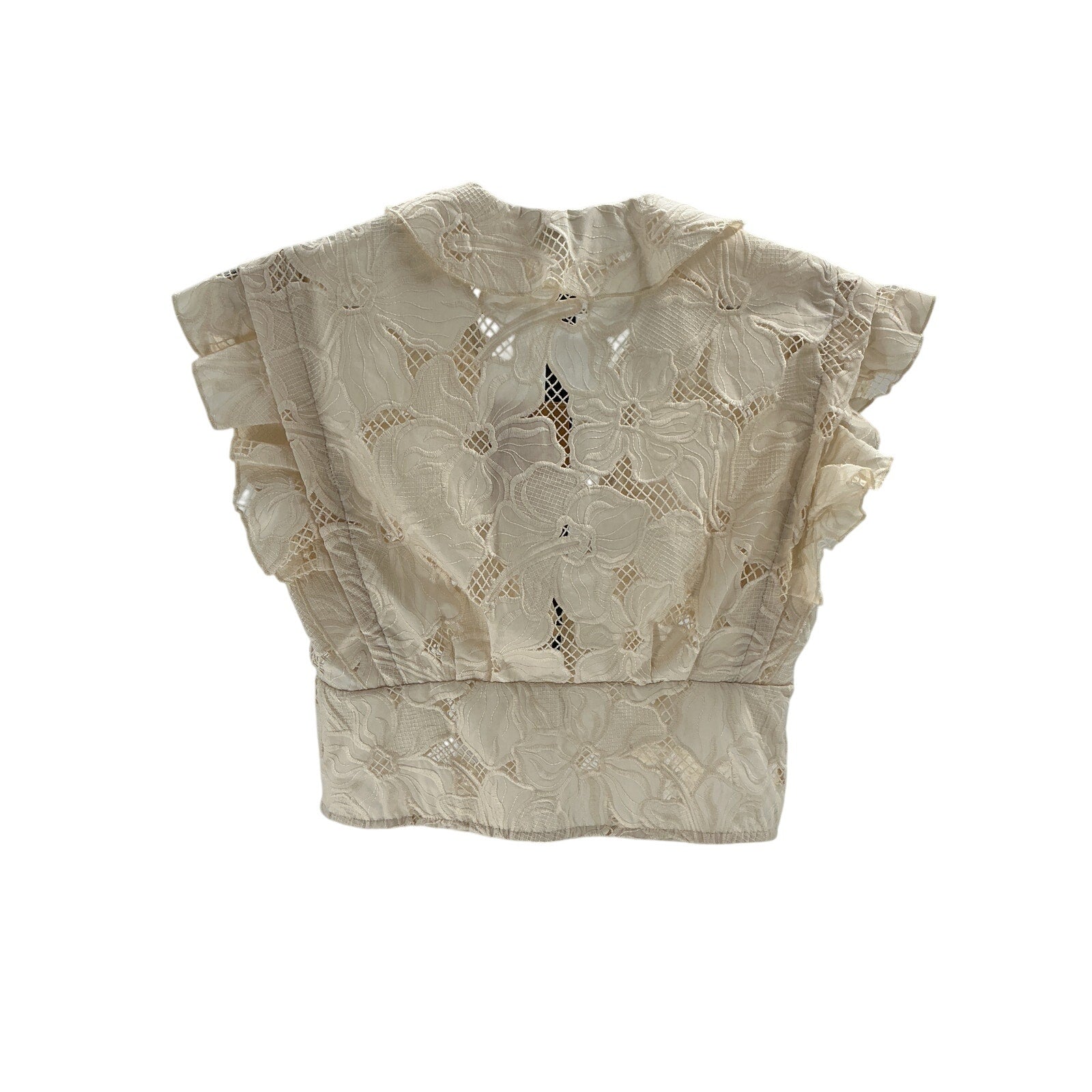 Sandro 'Embroidered' Beige Polyester Crop Top Size 1 - NWT
