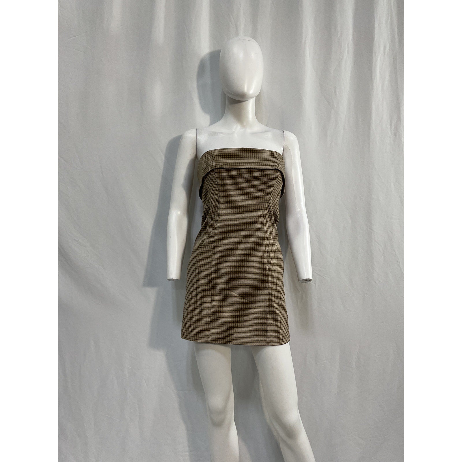 Helsa 'Plaid' Brown Polyester Mini Suit Dress Size S