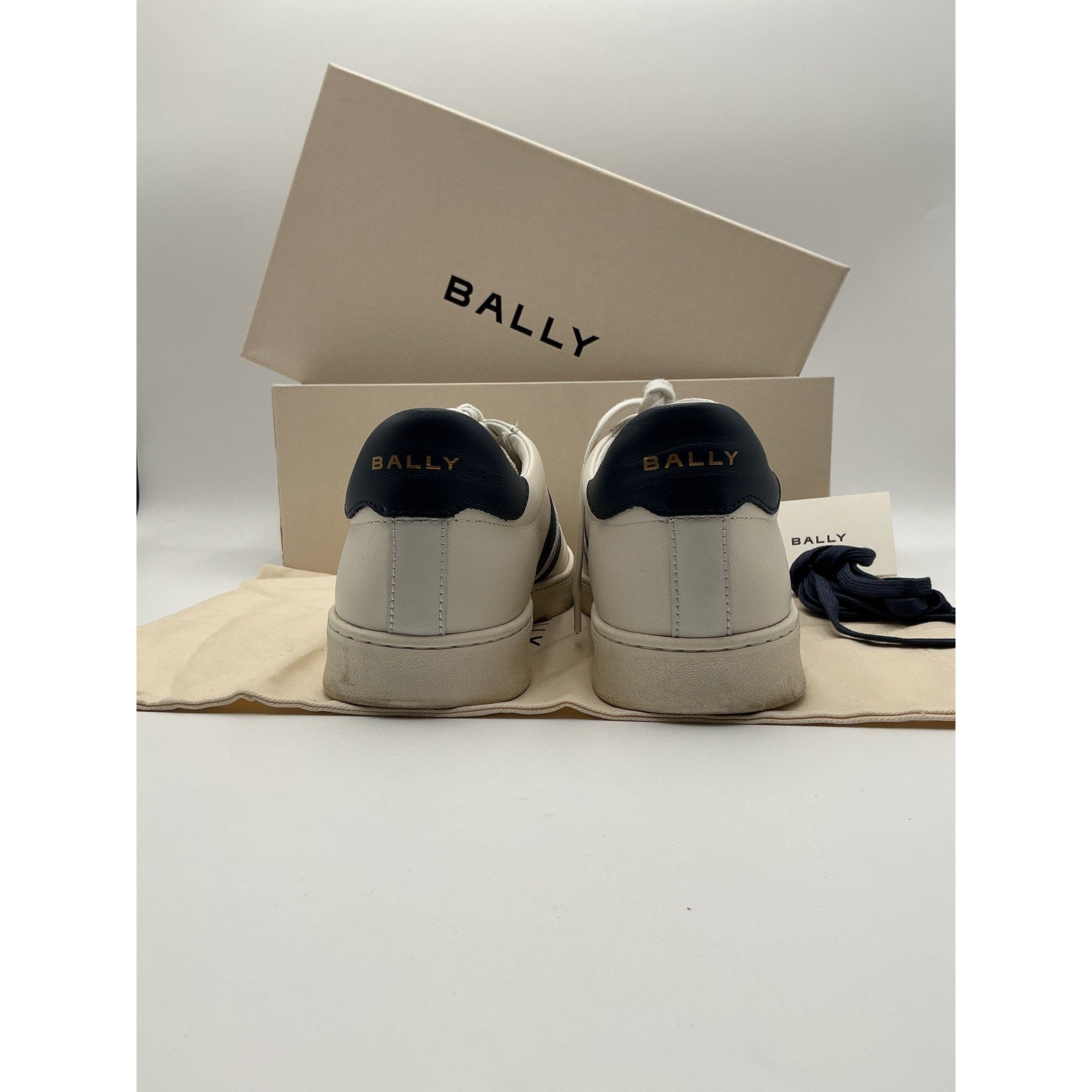 Bally 'Tyger' White Leather Low Top Sneakers Size 9.5