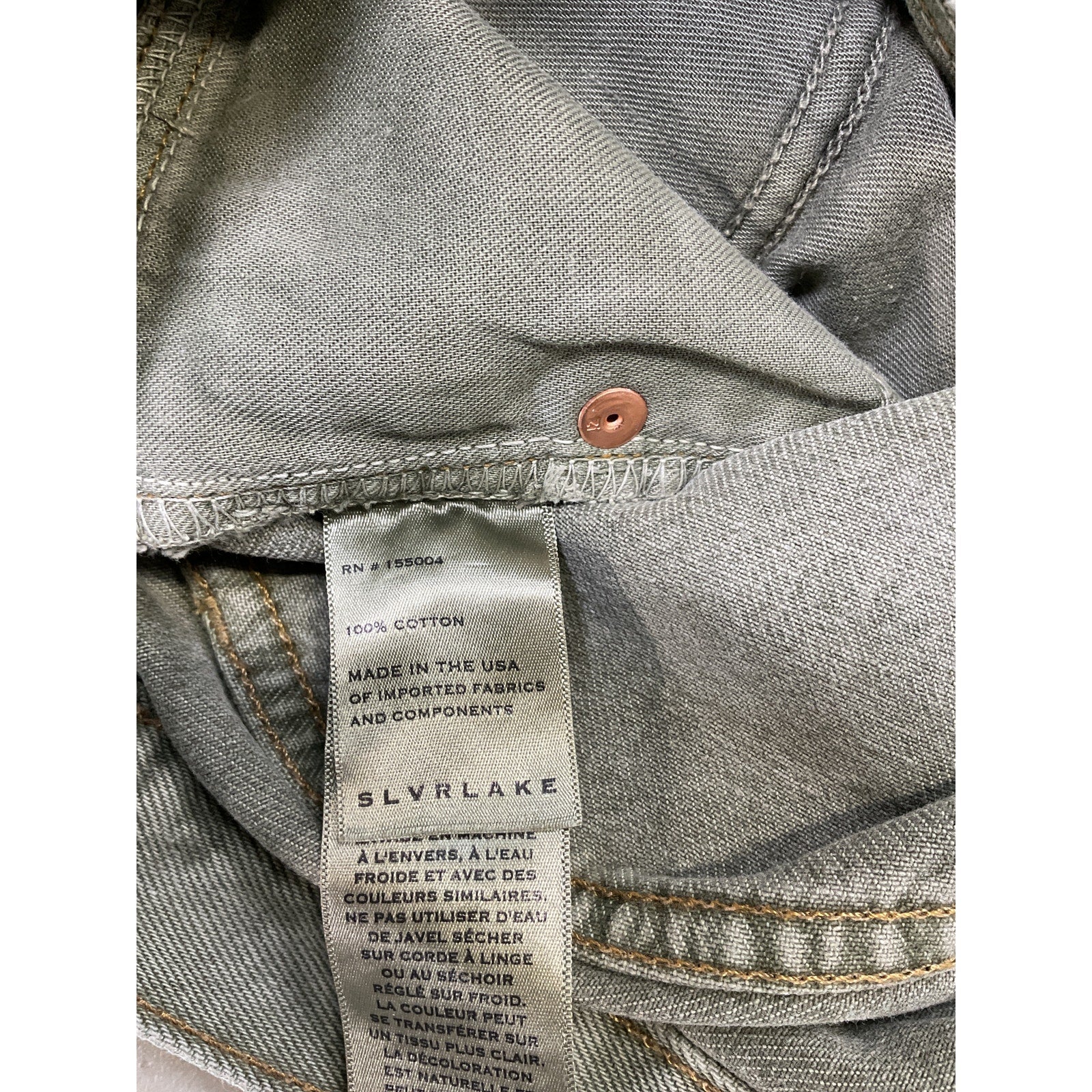Slvrlake 'Grace' Green Cotton Double Yoke Denim Jean Size 24