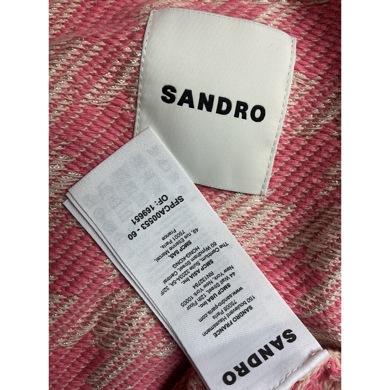 Sandro 'Houndstooth' Pink Cotton Jacket Size XS
