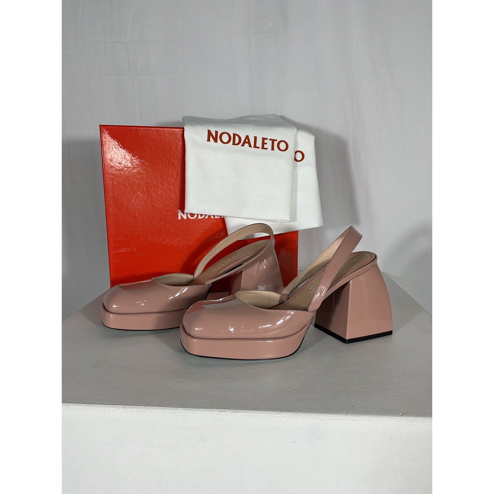 Nodaleto 'Bulla' Pink Leather Jones Patent-Leather Platform Slingback Pumps Size 9