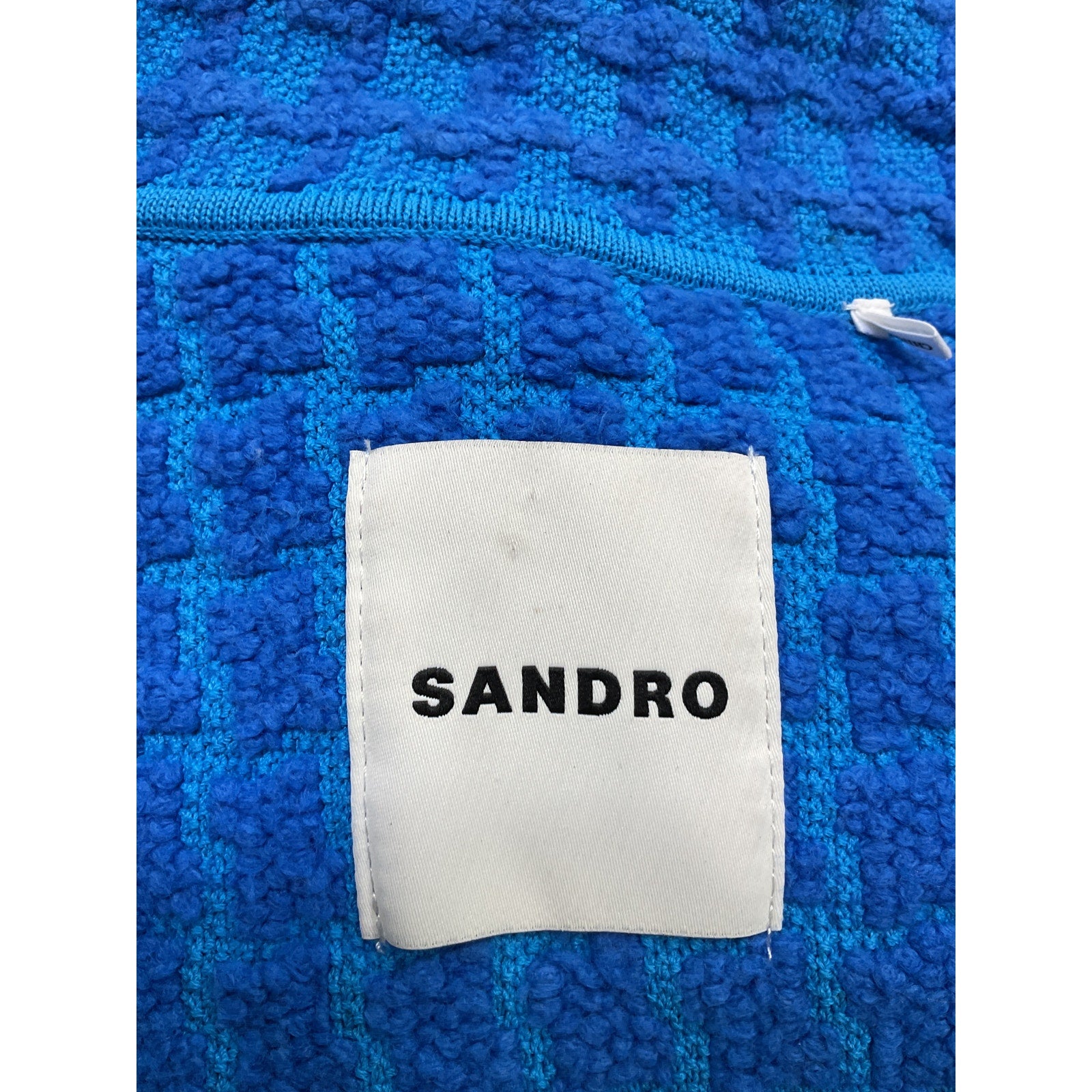 Sandro Cropped 'Tweed' Blue Coatigan Size XS
