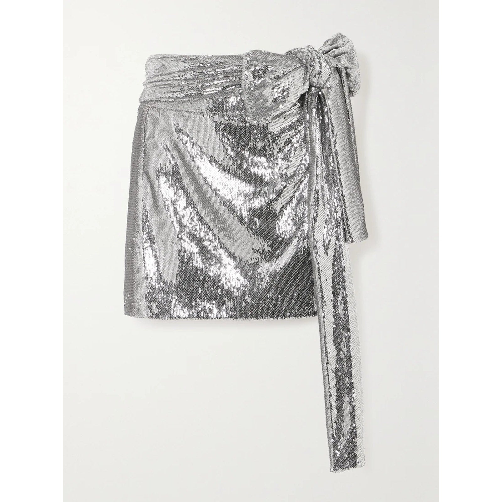 Bernadette 'Bernard' Silver Asymmetric Sequined Taffeta Mini Skirt Size 42