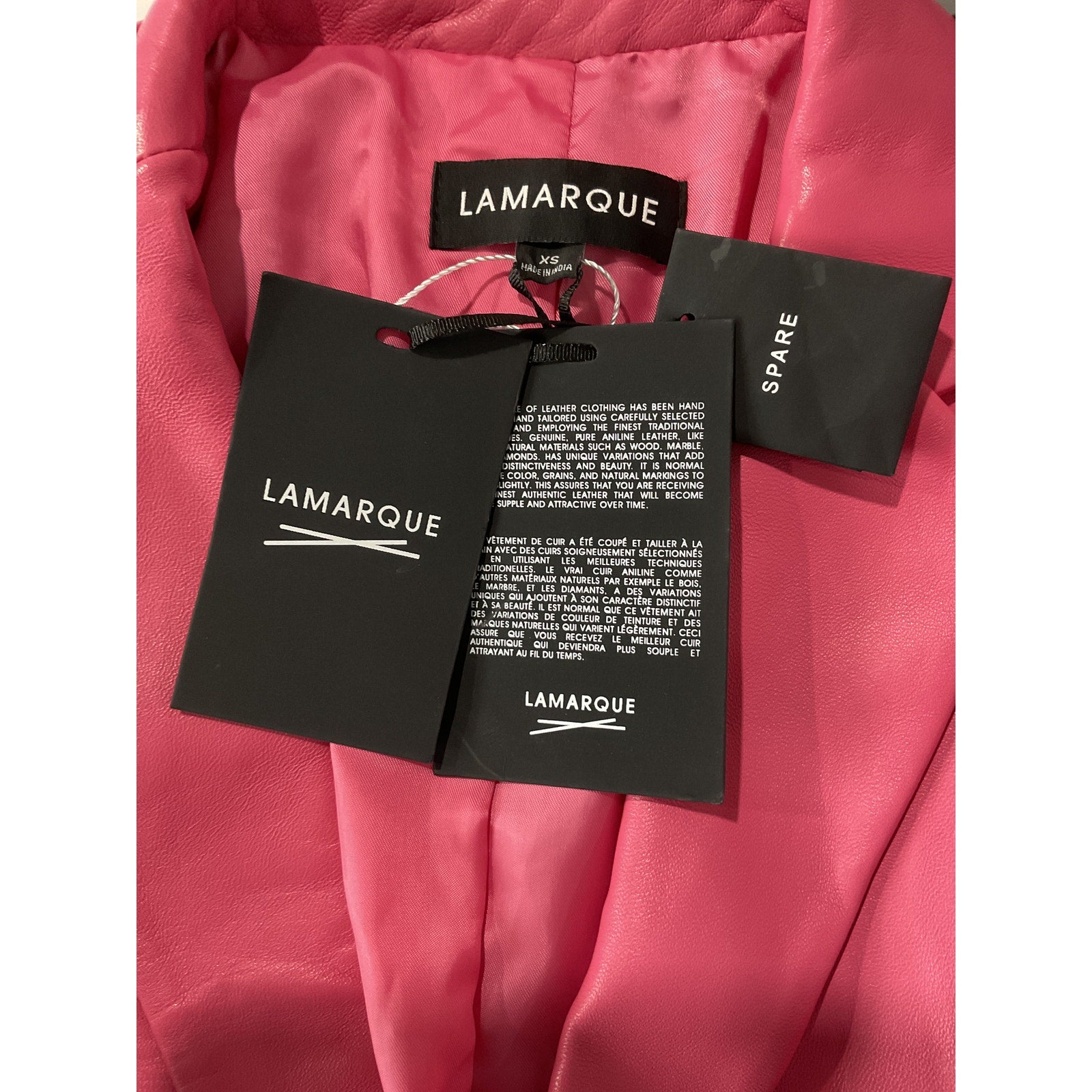 Lamarque 'Felina' Pink Leather Blazerr Size XS - NWT