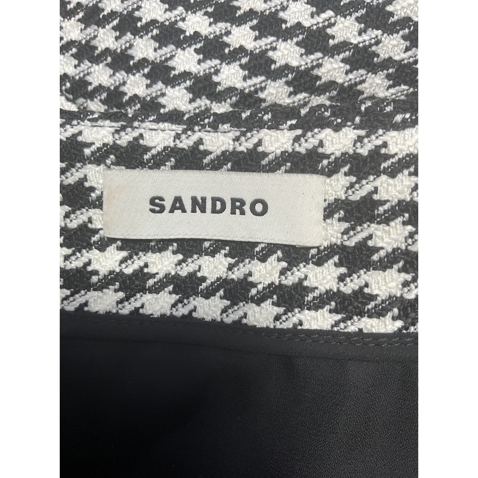 Sandro 'Charlotte' Black Acrylic Layered Houndstooth Tweed Dress Size 2