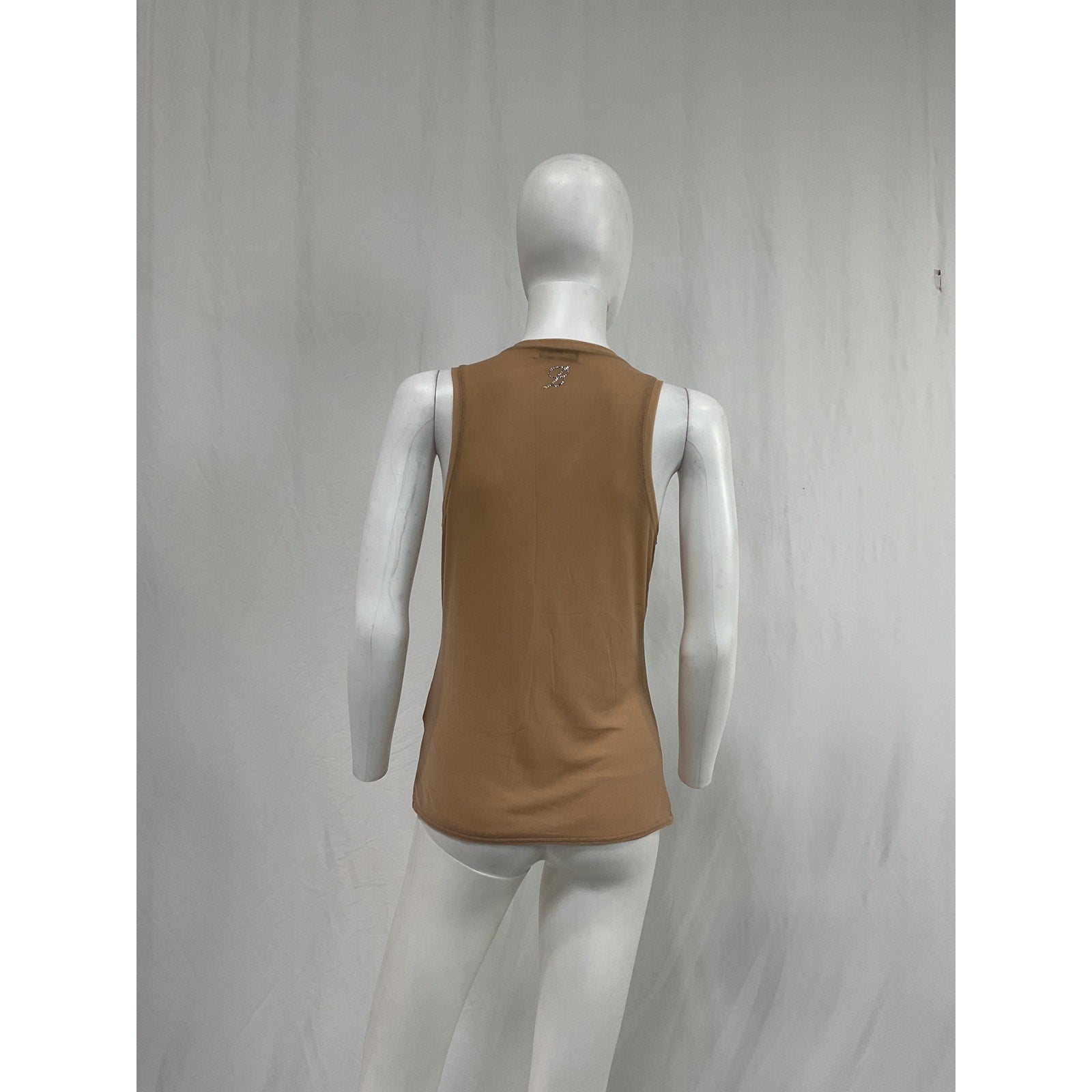 Blumarine 'Canotta' Tan Polyamide Tulle Top Size 8