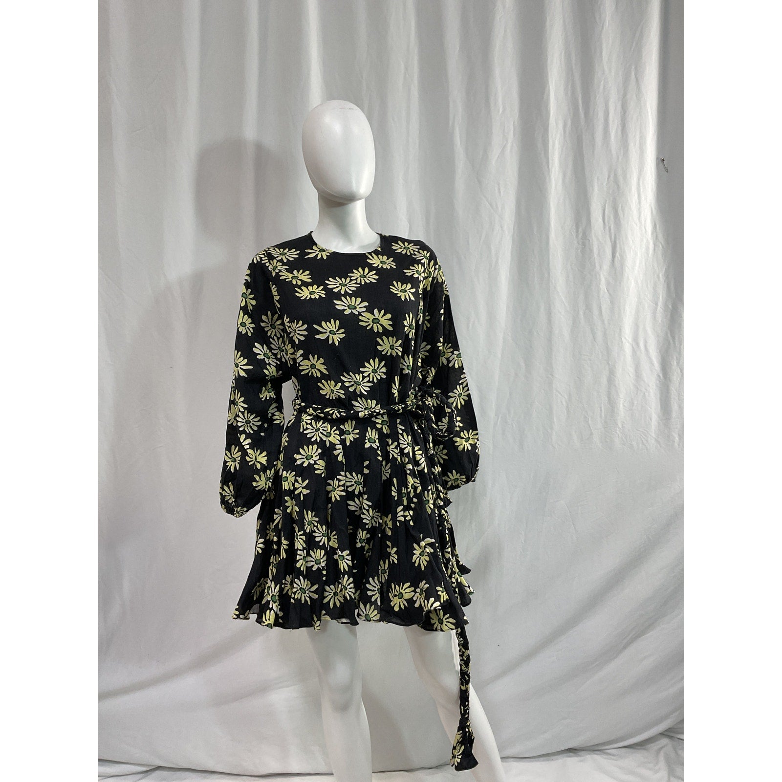 Rhode 'Ella' Black Cotton Linen Mini Dress Size XS