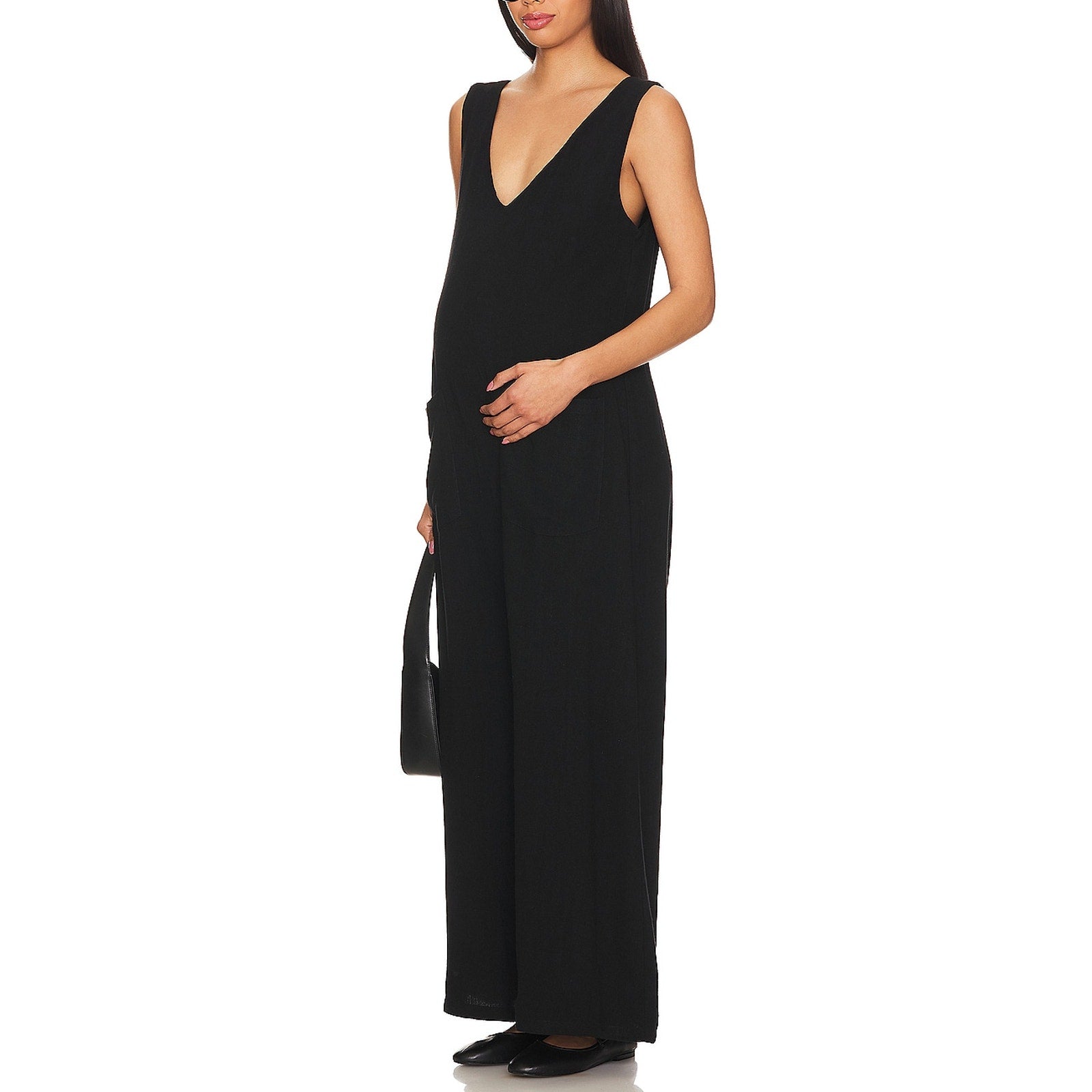 Bumpsuit Linen Black Viscose Maternity Jumpsuit Size XS - NWT
