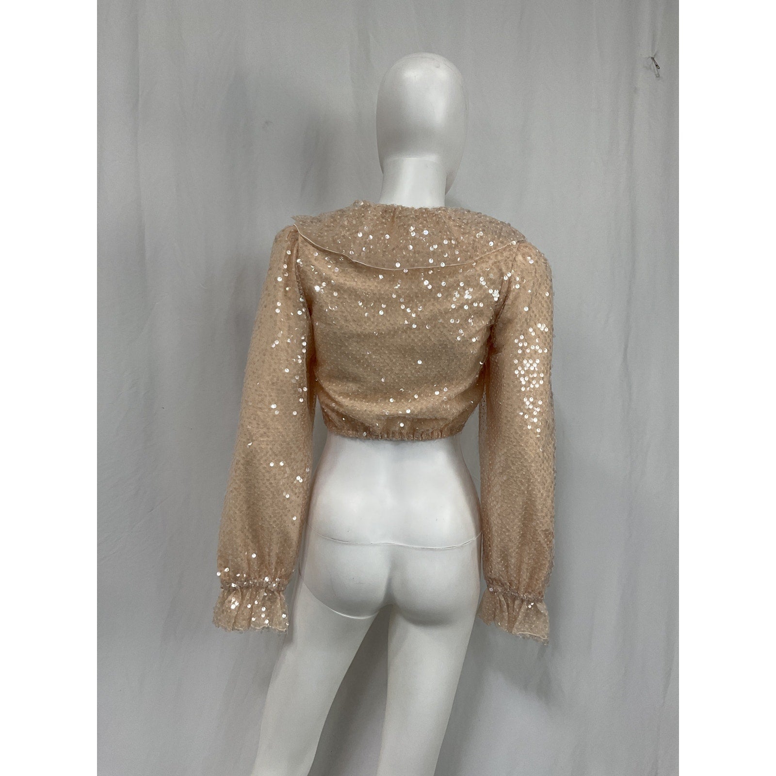 Rodarte 'Ruffled' Tan Sequined Organza Blouse Size XS
