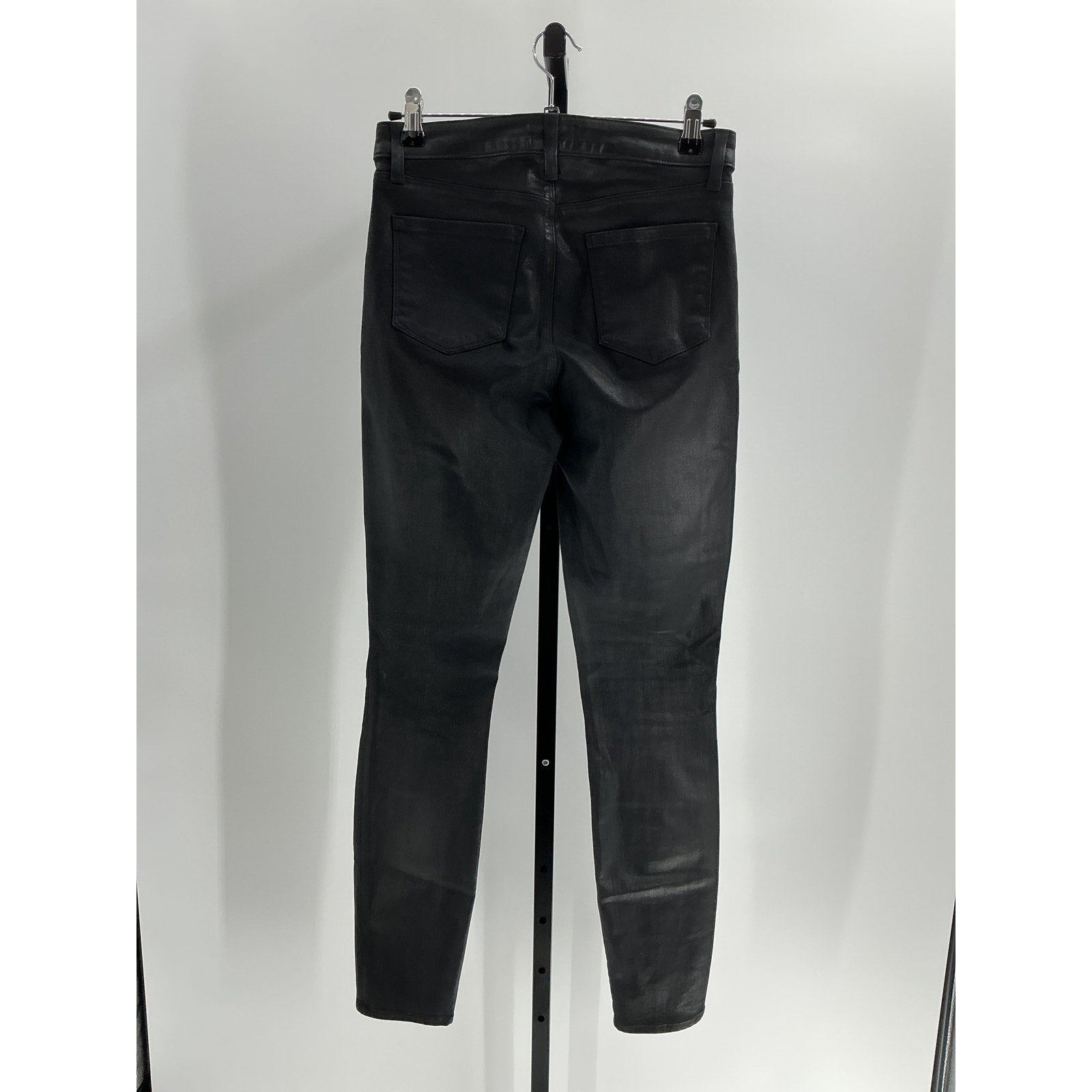 L'Agence 'Beatrix' Black Coated Split-Hem Bootcut Jeans Size 27