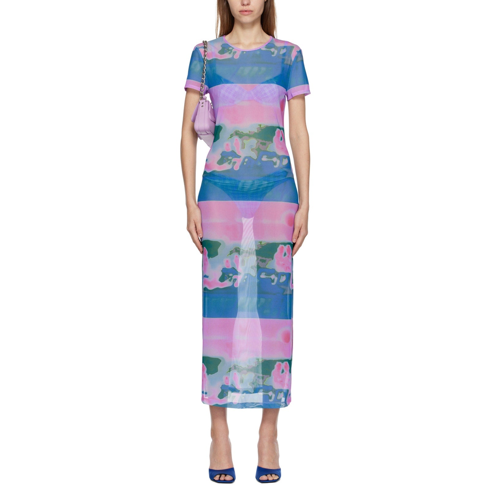 Miaou 'Billie' Blue Polyester Midi Dress Size S