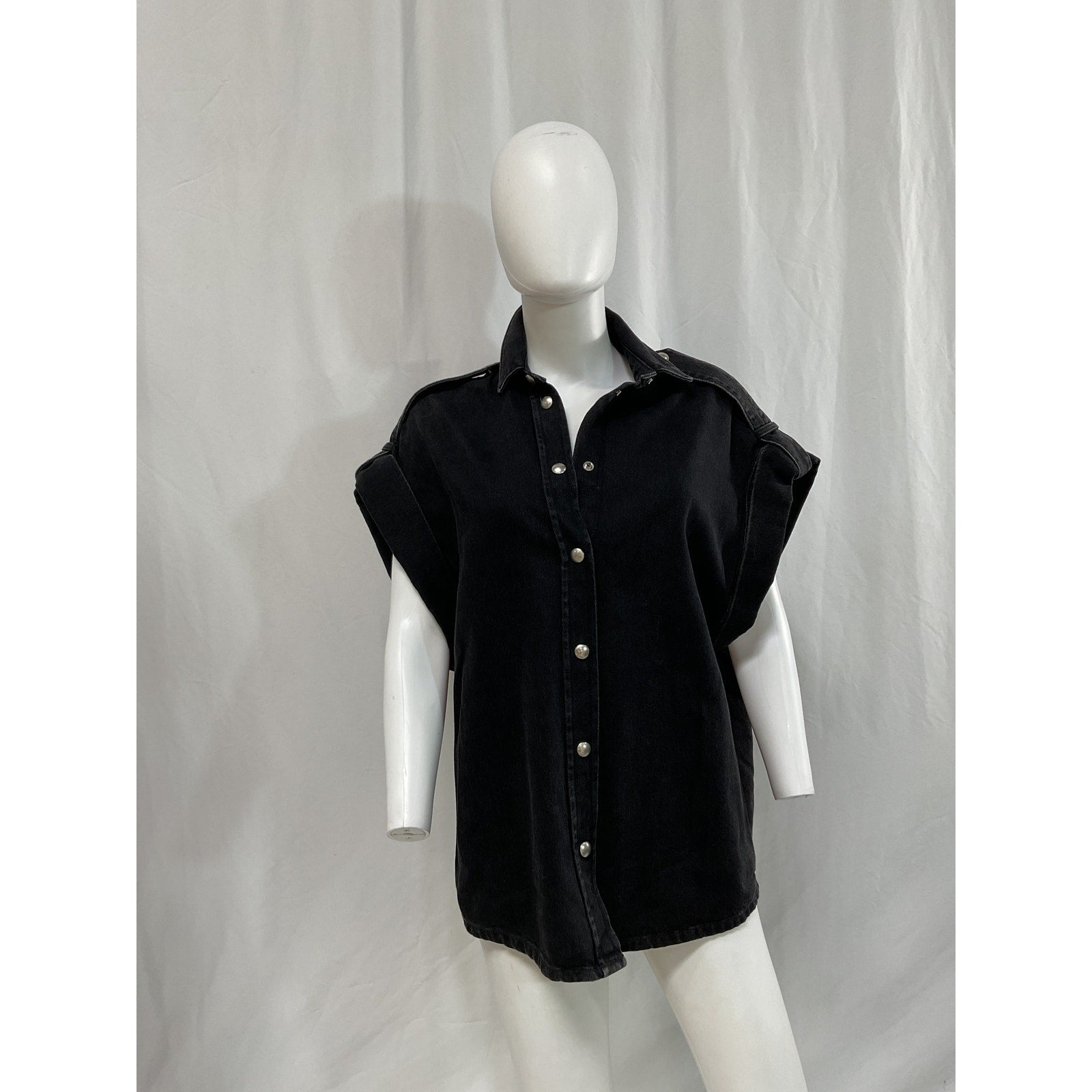 Iro 'Anglia' Black Oversized Denim Shirt Size 4