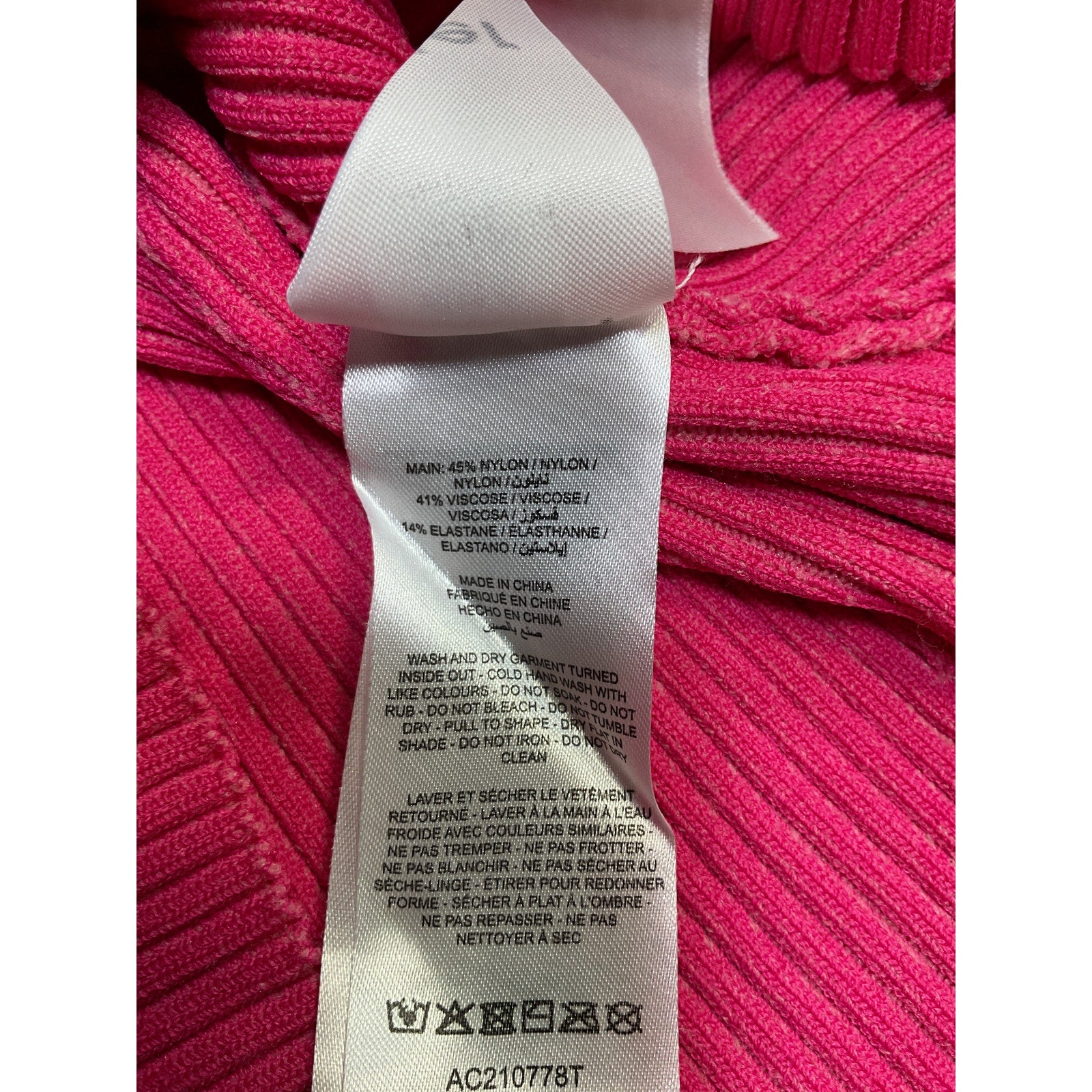 Acler 'Sanders' Pink Nylon Skivvy Rib-Knit Sweater Size 2