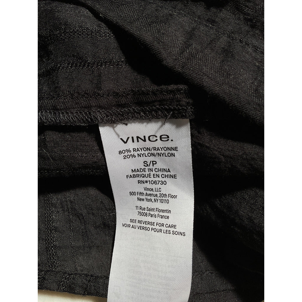 Vince 'Drapey' Black Stripe Band Collar Button-Up Shirt Size S