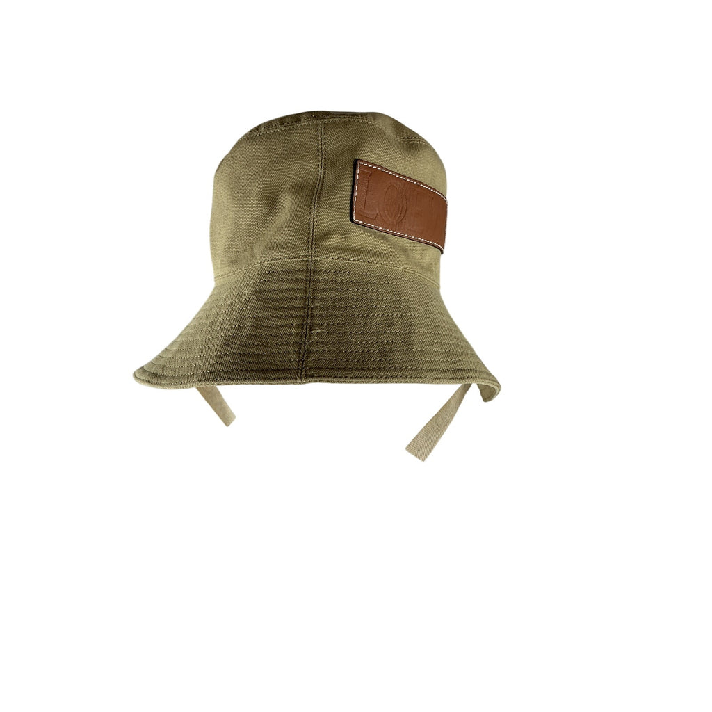 Loewe + Paula'S 'Ibiza' Beige Leather-Trimmed Cotton-Canvas Bucket Hat Size 59