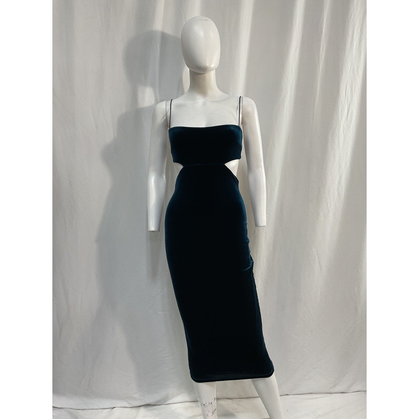 Nookie 'Dejavu' Blue Velvet Cut Out Midi Dress Size S