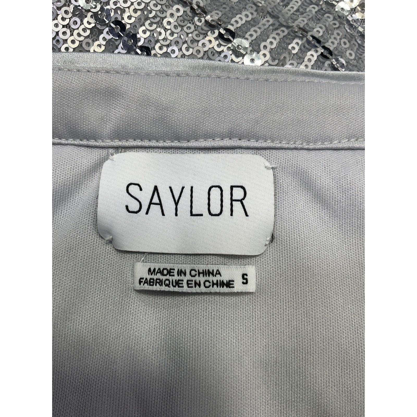 Saylor 'Persephone' Silver Polyester Top & Mini Skirt Set Size S