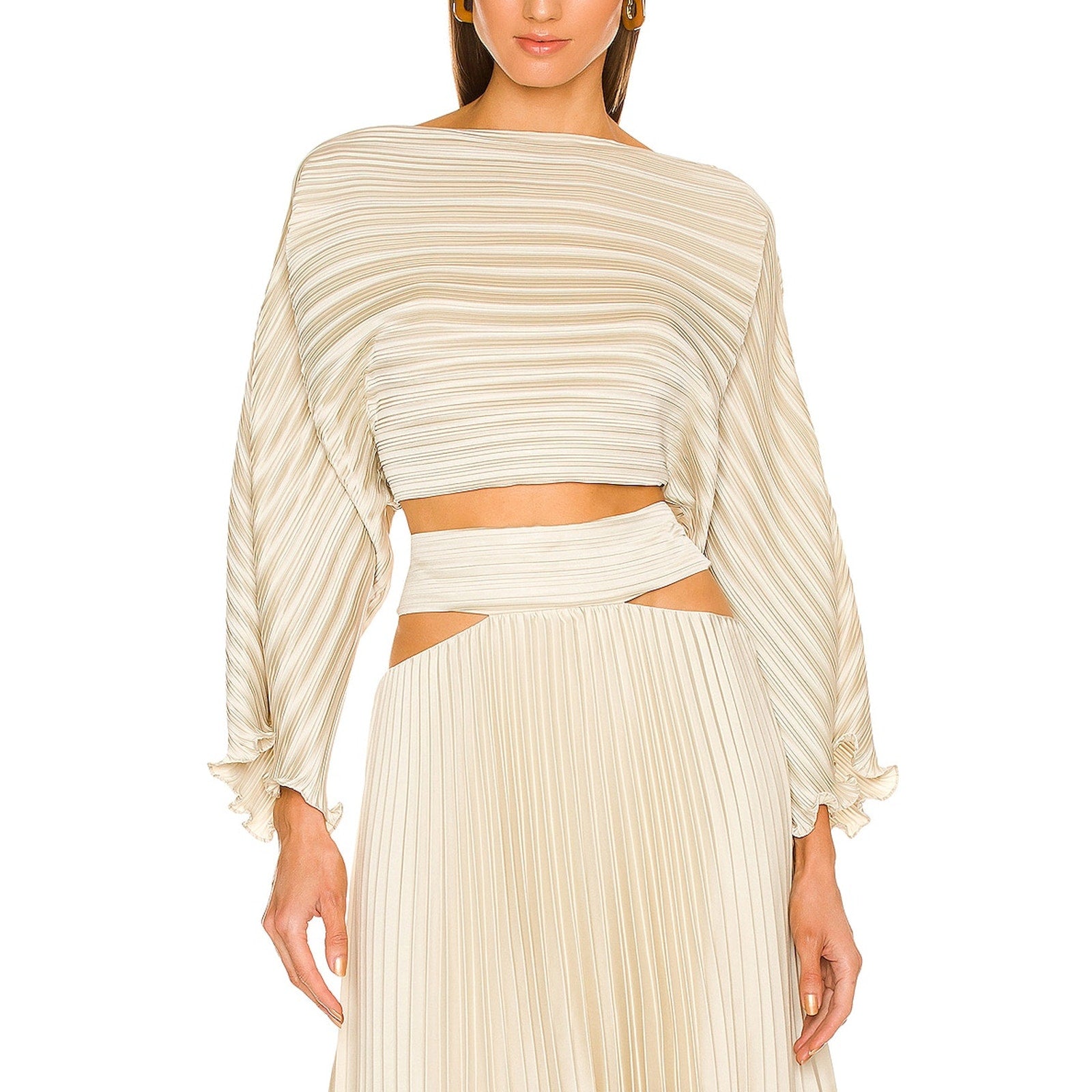Aiifos 'Sonya' Beige Polyester Top Size S
