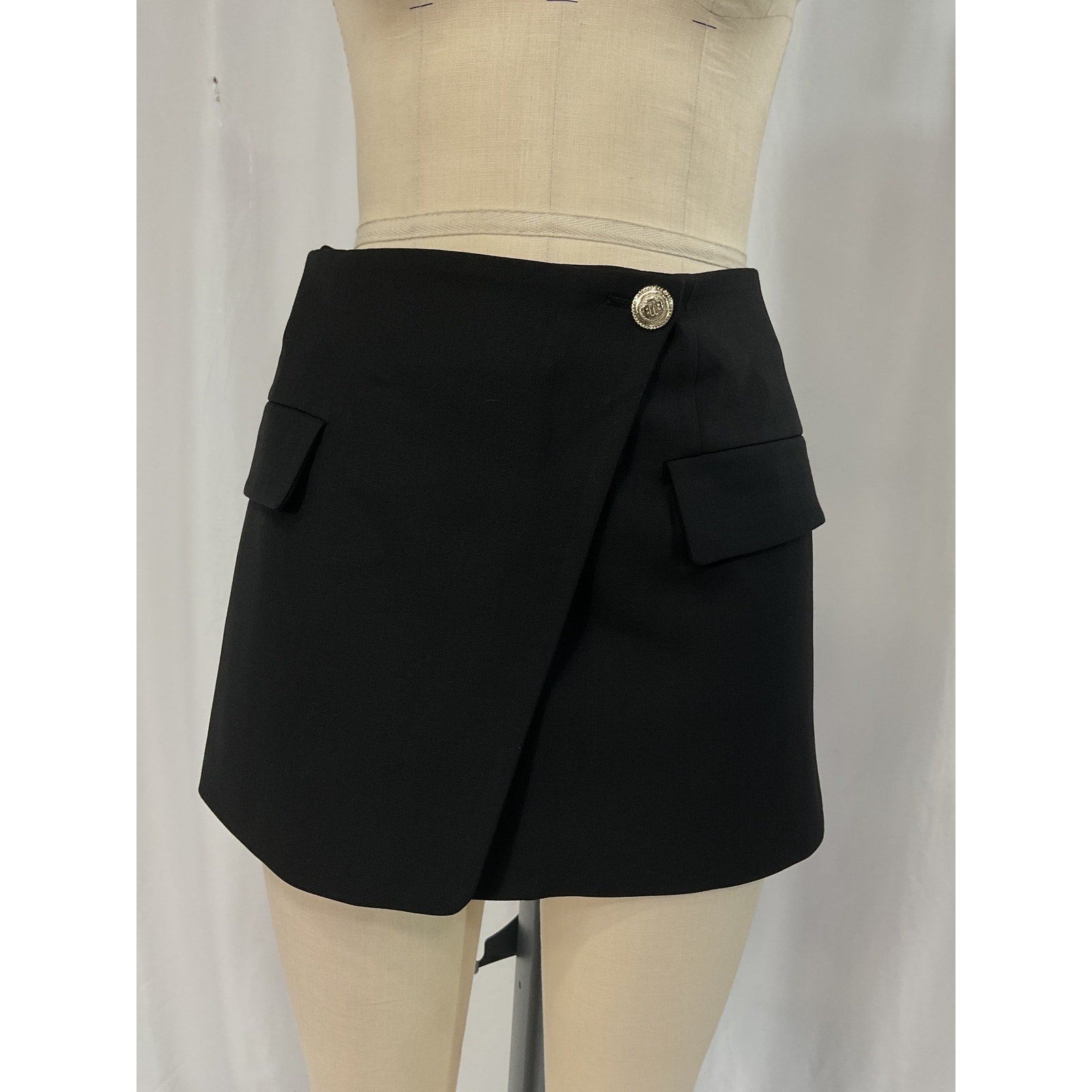 Maje 'Asymmetric' Black Wrap Skirt Size 4