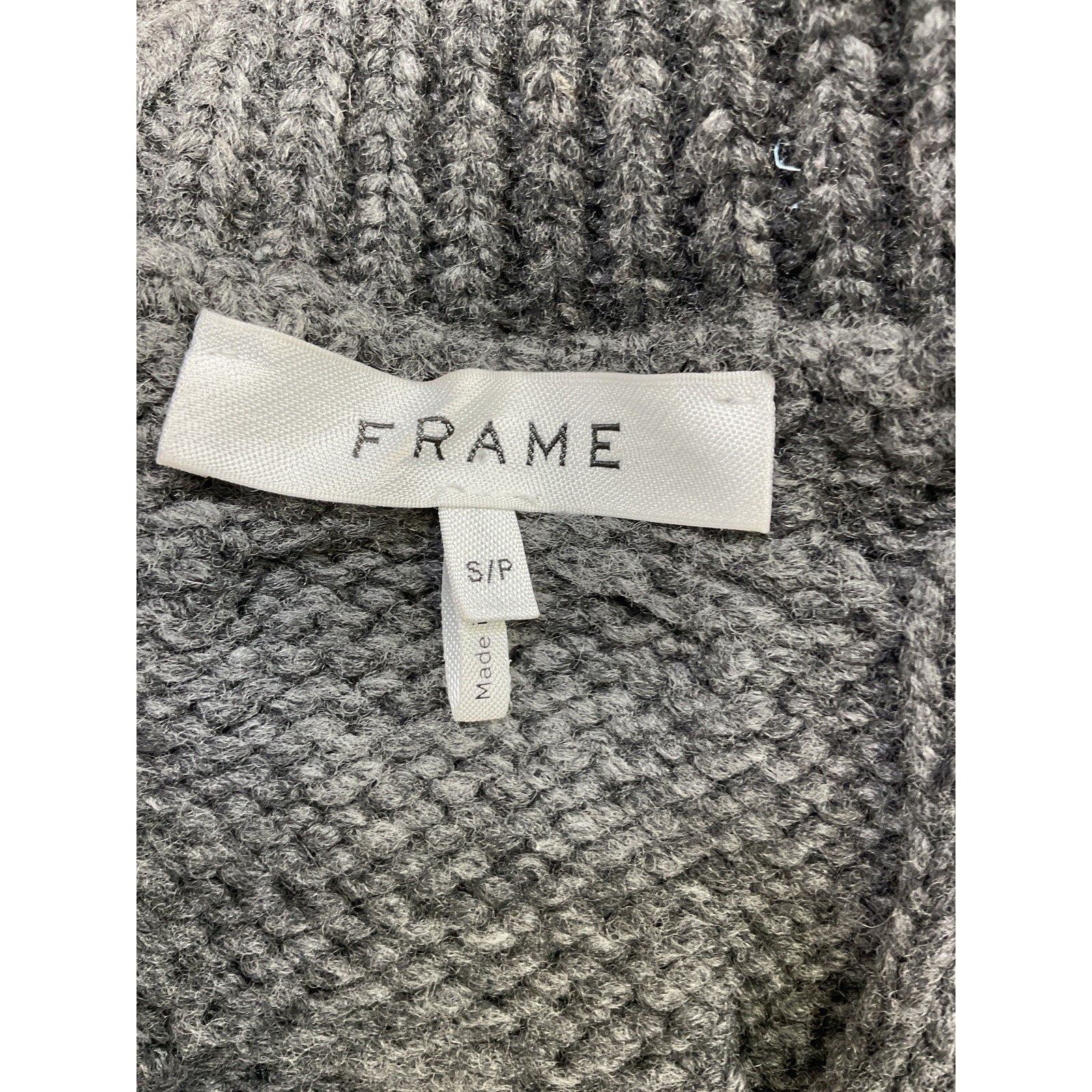 Frame 'Cableknit' Grey Merino Wool Sleeveless Sweater Vest Size S