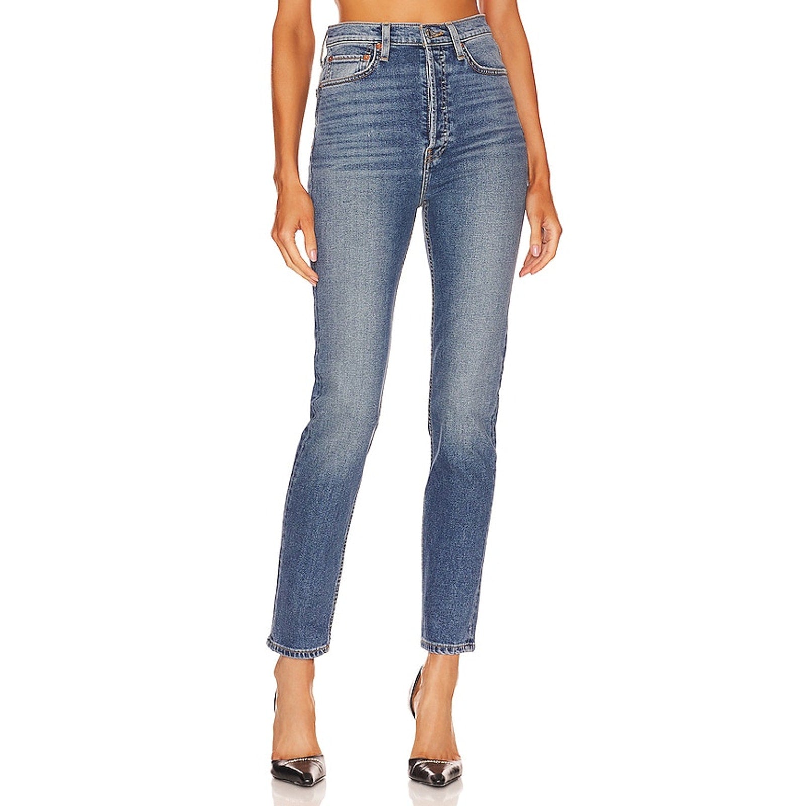 Re/Done '90'S' Blue Cotton Orginals Ultra High Rise Skinny Denim Jean Size 29