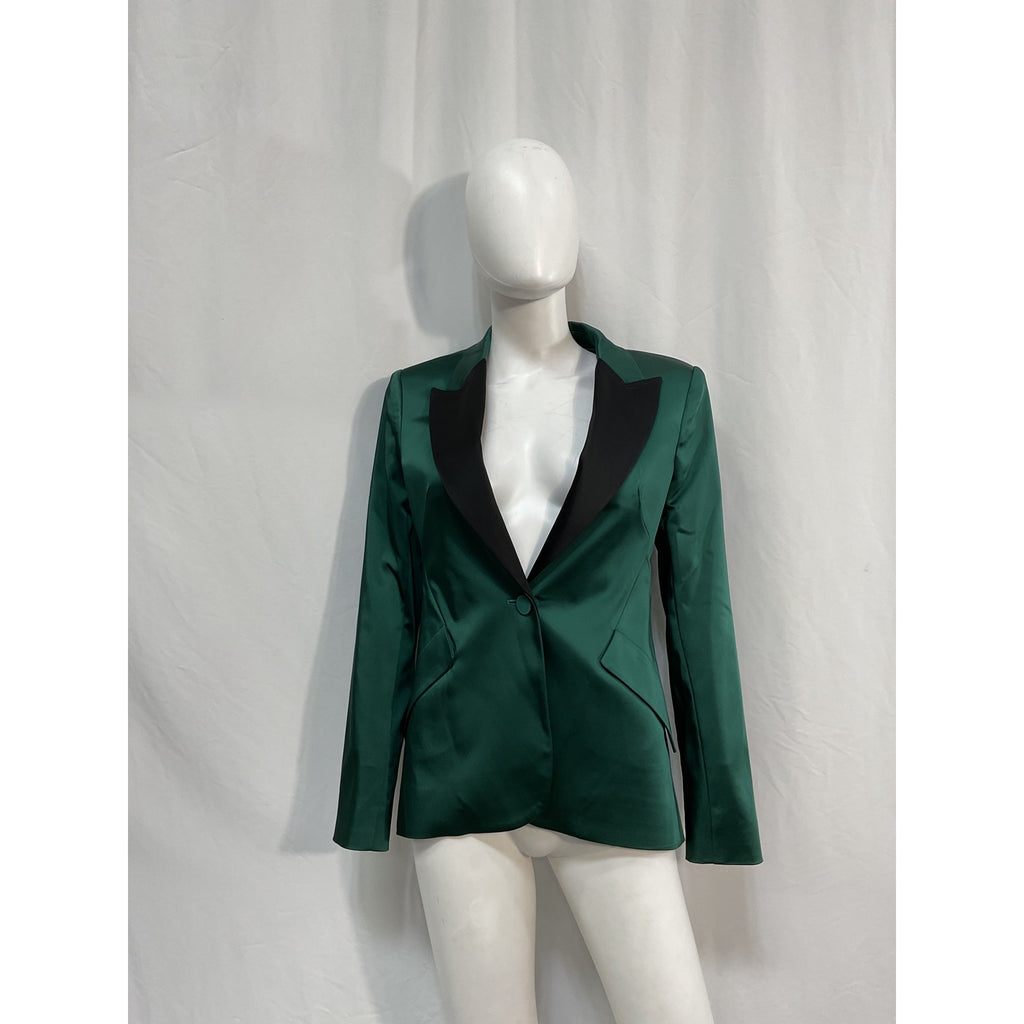 L'Agence 'Chamberlain' Green Acetate Blazer Size 2