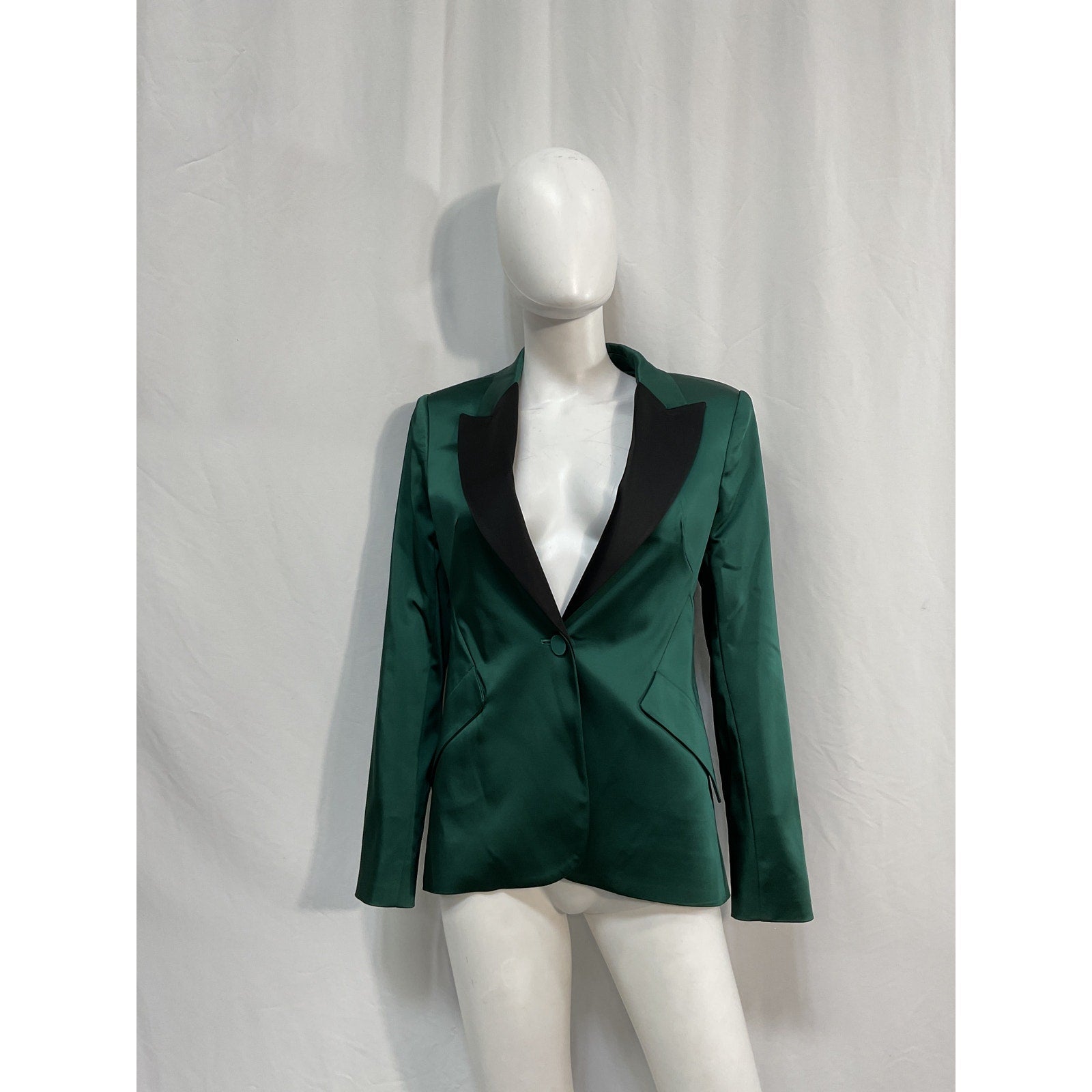 L'Agence 'Chamberlain' Green Acetate Blazer Size 2