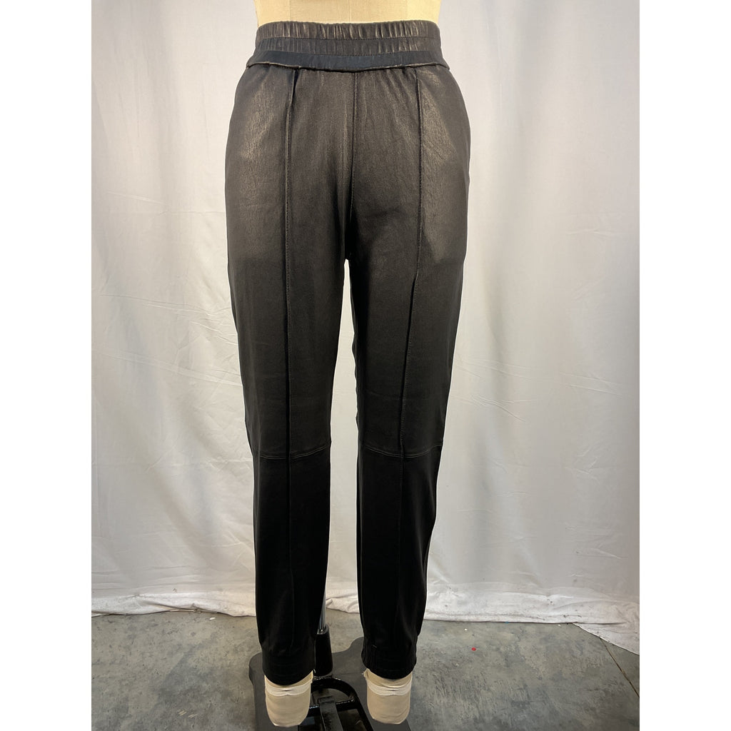 Sprwmn Slim Fit Black Leather Cuffed Jogger Size S - NWT