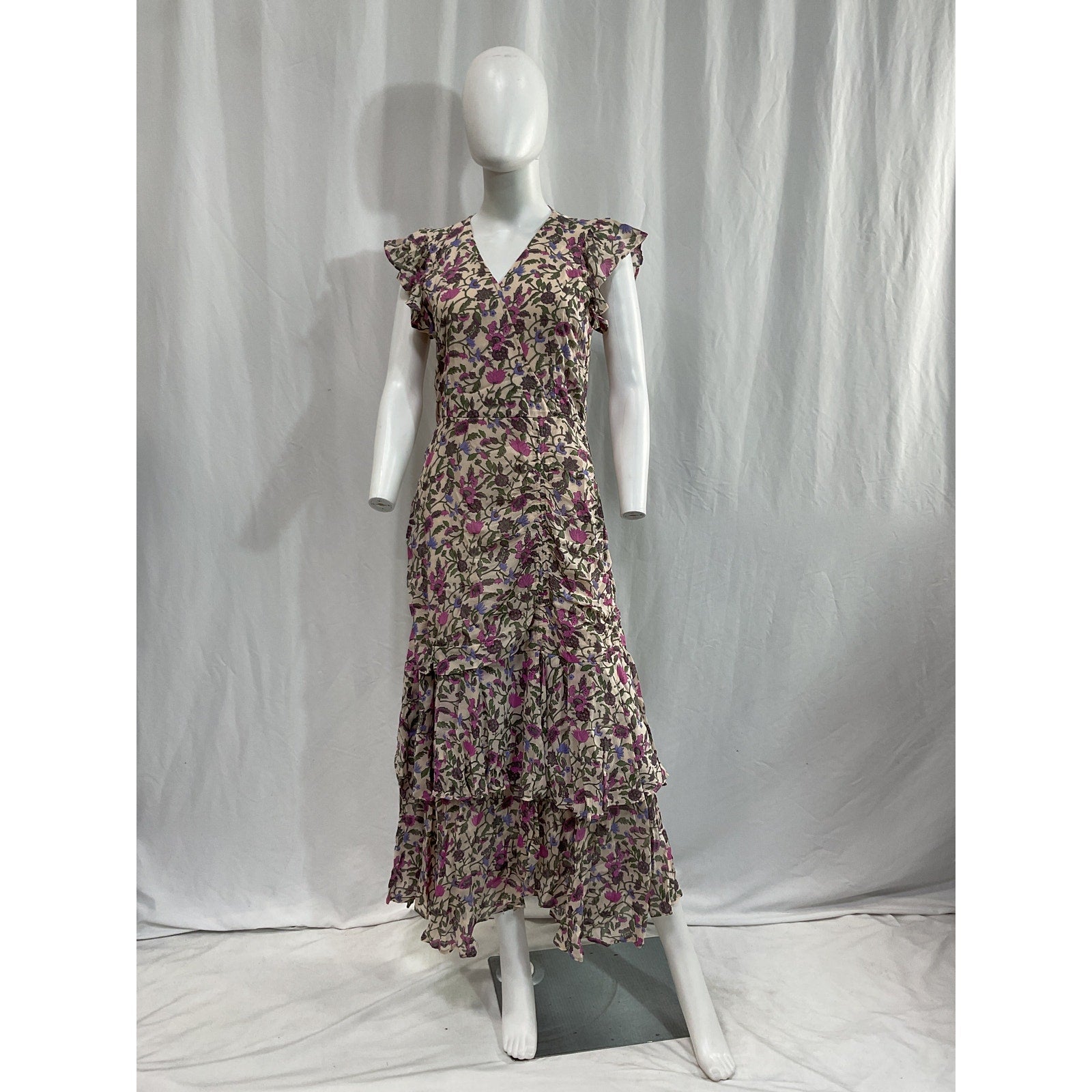 Cleobella 'Bryce' Pink Chiffon Midi Dress Size M