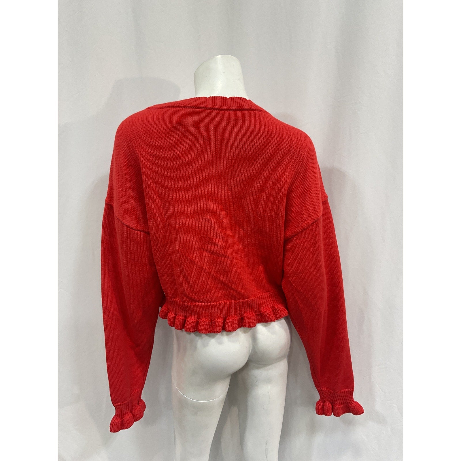 Tularosa 'Jovien' Red Cotton Rosette Cardigan Size L