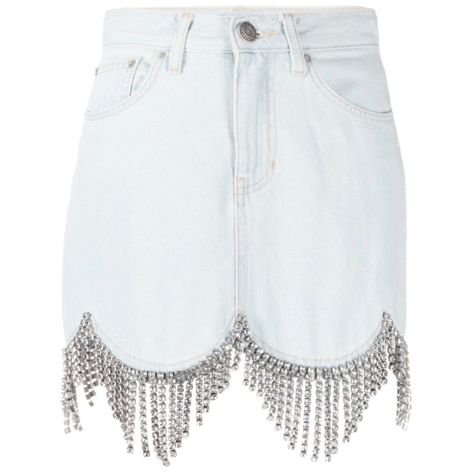 Area Crystal-Embellished Blue Scallop-Trim Skirt Size 26