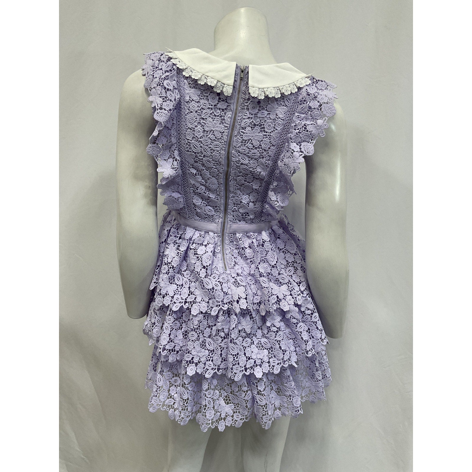 Self-Portrait 'Guipure' Purple Polyester Lace Dress Size UK 8-10