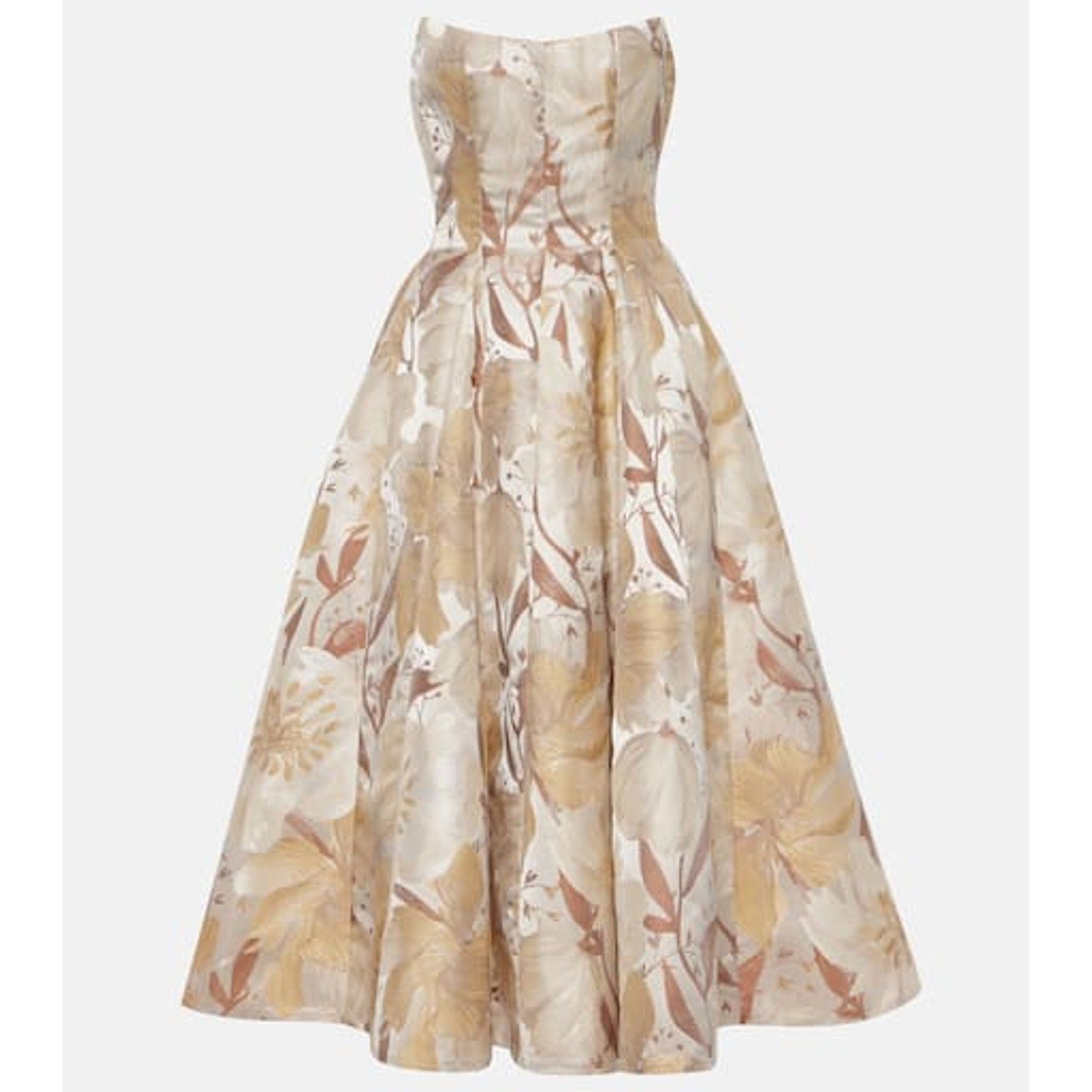 Markarian Floral Metallic White Polyester Gown Size 2 - NWT