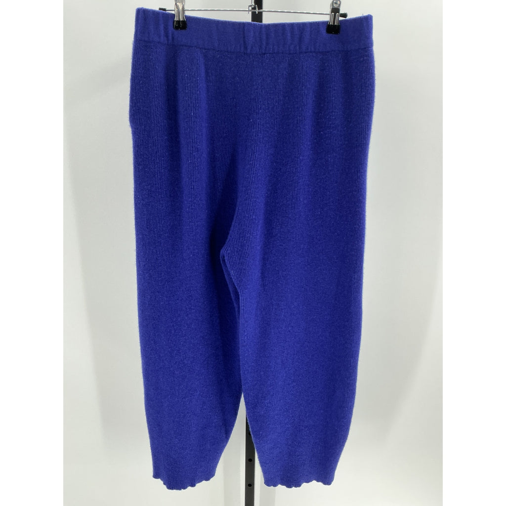 Lapointe Cropped Ribbed Blue Cashmere Track Pants Size L